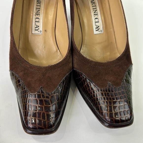 Martine Clay Brown Suede Heel Pumps - Picture 6 of 12